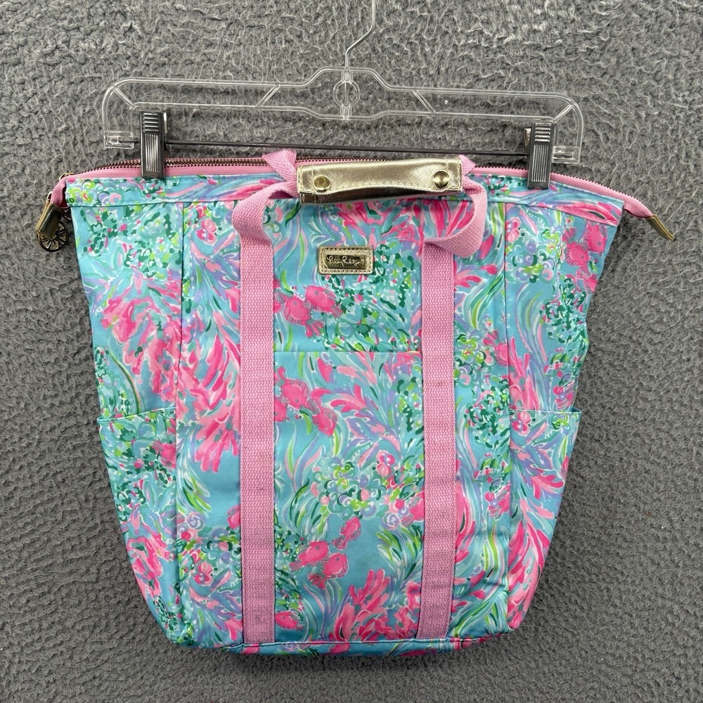 Lilly Pulitzer Tote Bag Soft Insulated Beach Cooler Blue Pink Green Gold Floral